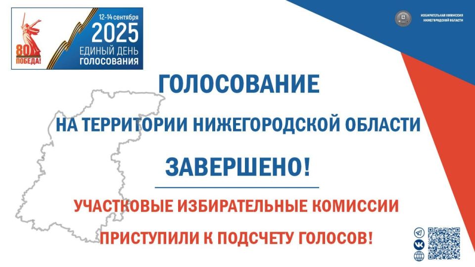 Голосование на выборах в Нижегородской области в ЕДГ 2025 завершено!