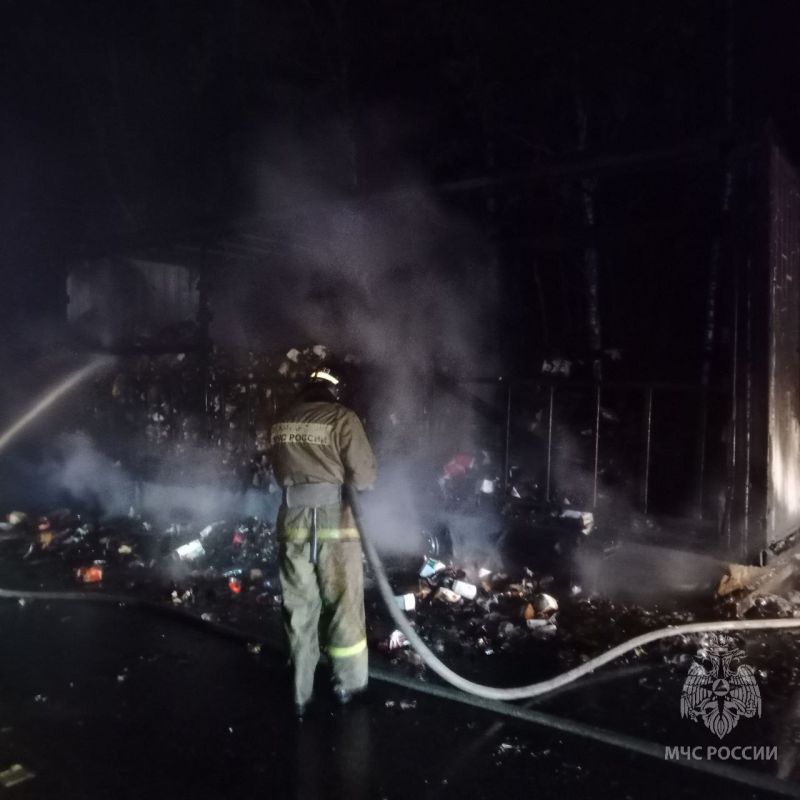 Вспыхнул на ходу. Возгорание прицепа со стеклянной посудой ликвидировали пожарные подразделения на трассе М-7 в Лысковском округе